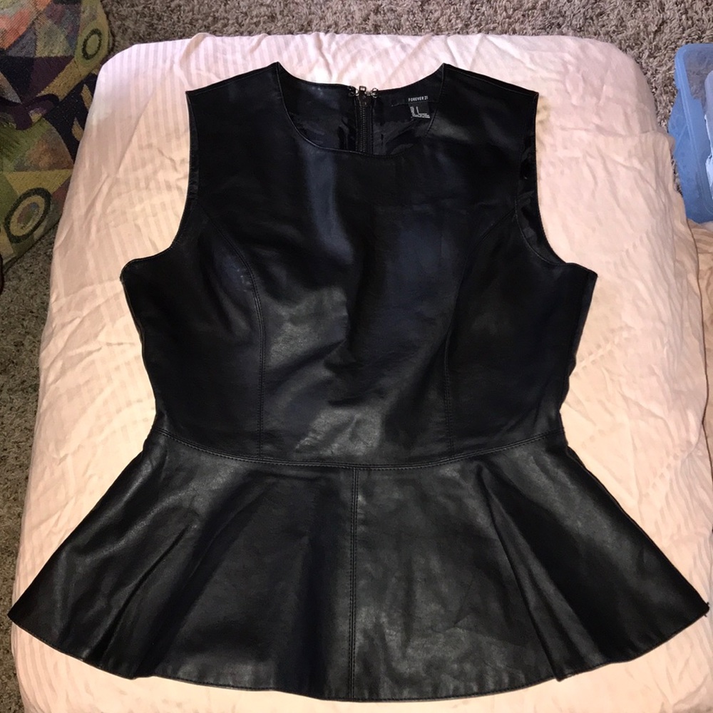 Leather Peplum Top